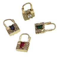 Cubic Zirconia Micro Pave Brass Earring, Lock, micro pave cubic zirconia & for woman, more colors for choice, 17x10x6mm, Sold By Pair