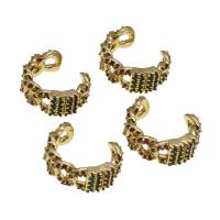 Pendientes Ear Cuff, metal, micro arcilla de zirconia cúbica & para mujer, dorado, 16x13x6mm, Vendido por Par