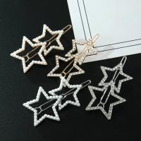 Hair Clip Zinc Alloy with Plastic Pearl Star plated fashion jewelry & for woman & with rhinestone Sold By PC
