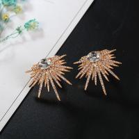 Tibetan Style Stud Earring, plated, fashion jewelry & for woman & with rhinestone, more colors for choice, Sold By Pair
