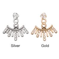 Zinc Alloy Earring Jacket plated fashion jewelry & for woman & with rhinestone Sold By Pair