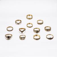 Ensemble d’anneau en alliage de zinc, avec verre, Placage, 12 pièces & bijoux de mode & Tai Ji & pour femme & émail, plus de couleurs à choisir, Vendu par fixé