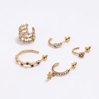 alliage de zinc Boucles d'oreilles, Placage, 5 pièces & bijoux de mode & pour femme & avec strass, doré, Vendu par fixé
