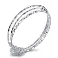 Brass Bracelet & Bangle, silver color plated, three layers & for woman, silver color, nickel, lead & cadmium free, Inner Diameter:Approx 62mm, Sold By PC