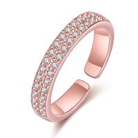 metal Anillo de dedo Cuff, con diamantes de imitación, chapado, para mujer, más colores para la opción, libre de níquel, plomo & cadmio, 3mm, Vendido por UD