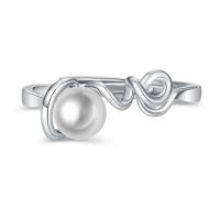 Brass Finger Ring, with Plastic Pearl, plated, for woman, more colors for choice, nickel, lead & cadmium free, 6x2mm, Sold By PC