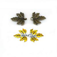 Tibetan Style Hook and Eye Clasp, Maple Leaf, plated, hollow, more colors for choice, 68x32mm, 10PCs/Lot, Sold By Lot