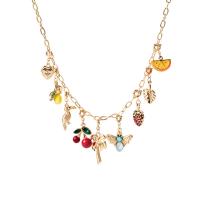 Zinc Alloy smykker halskæde, med Plastic, guldfarve belagt, for kvinde & med rhinestone, Længde Ca. 17.72 inch, Solgt af PC