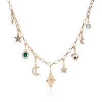 Cink Alloy nakit ogrlice, zlatna boja pozlaćen, za žene & s Rhinestone, Dužina Približno 17.72 inčni, Prodano By PC