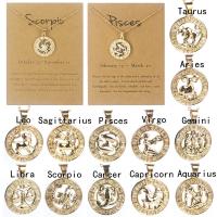 Zinc Alloy Jewelry Necklace 12 Signs of the Zodiac plated & for woman & hollow Length Approx 17.72 Inch Sold By Lot