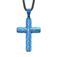 Stainless Steel Jewelry Necklace Cross plated & for man Length Approx 19.68 Inch Sold By Lot