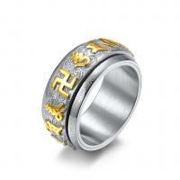 Палец кольцо из нержавеющей стали, нержавеющая сталь, Кольцевая форма, Другое покрытие, вращающийся & полировка & разный размер для выбора, Золотой, 10mm, продается PC