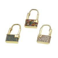 Cubic Zirconia Micro Pave Brass Earring, Lock, micro pave cubic zirconia & for woman, more colors for choice, 15x10x3mm, Sold By PC