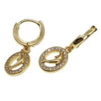 Huggie Hoop Drop Earring, Brass, Round, micro pave cubic zirconia & for woman, golden, 16x12x3mm, Sold By Pair