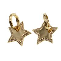 Huggie Hoop Drop Earring Brass Star micro pave cubic zirconia & for woman golden Sold By Pair