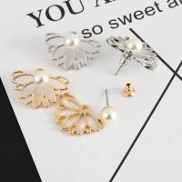 Zinc Alloy Earring Jacket with Plastic Pearl plated fashion jewelry & for woman Sold By Pair
