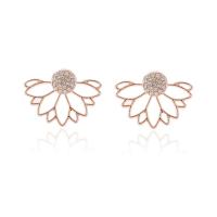 Zinc Alloy Earring Jacket plated fashion jewelry & for woman & with rhinestone Sold By Pair
