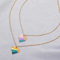 Cink Alloy nakit ogrlice, Srce, pozlaćen, modni nakit & za žene & emajl, više boja za izbor, Prodano By PC