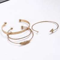 Zinc Alloy Cuff Bangle plated 4 pieces & fashion jewelry & for woman golden Sold By Set