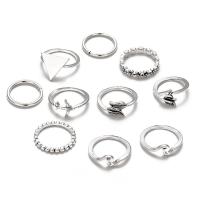 Ensemble d’anneau en alliage de zinc, neuf pièces & bijoux de mode & pour femme, couleur originale, Vendu par fixé