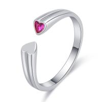 Brass Cuff Finger Ring with Rhinestone Heart plated for woman nickel lead & cadmium free Sold By PC