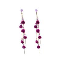 Zinc Alloy Drop Earrings gold color plated for woman & with rhinestone Sold By Pair