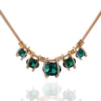 Zinc Alloy smykker halskæde, guldfarve belagt, for kvinde & med rhinestone, flere farver til valg, Længde Ca. 17.72 inch, Solgt af PC