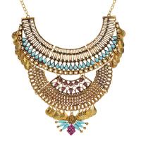 Zinc Alloy smykker halskæde, med 1.96 lnch extender kæde, forgyldt, folk stil & for kvinde & med rhinestone, flere farver til valg, Længde Ca. 17 inch, Solgt af PC