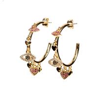 Cubic Zirconia Micro Pave Brass Earring, gold color plated, fashion jewelry & micro pave cubic zirconia & for woman, nickel, lead & cadmium free, 11x37mm, Sold By Pair