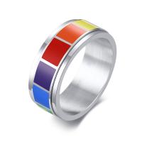 Emajl nehrđajućeg Čelik Ring Finger, Nehrđajući čelik, epoksi naljepnica, modni nakit & različite veličine za izbor & za čovjeka, Prodano By PC