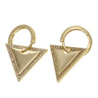 Huggie Hoop Drop Earring Brass Triangle micro pave cubic zirconia & for woman golden Sold By Pair
