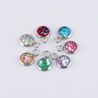 Stainless Steel Pendants, with Resin, Round, more colors for choice, 6mm, Sold By PC