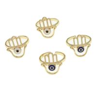 Brass Cuff Finger Ring, Hamsa, Adjustable & for woman & enamel, more colors for choice, 20x20x2mm, Sold By PC