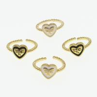 Brass Cuff Finger Ring, Heart, Adjustable & for woman & enamel, more colors for choice, 20x20x2mm, Sold By PC