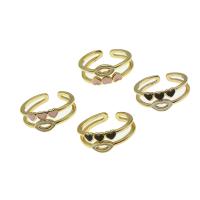Brass Cuff Finger Ring Adjustable & with heart pattern & for woman & enamel Sold By PC
