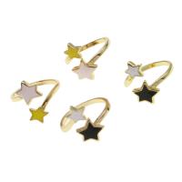 Brass Cuff Finger Ring, Star, Adjustable & for woman & enamel, more colors for choice, 21x21x2mm, Sold By PC