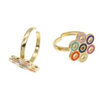 Brass Cuff Finger Ring, Adjustable & for woman & enamel, multi-colored, 20x20x3mm, Sold By PC