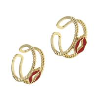 Brass Cuff Finger Ring Lip Adjustable & for woman & enamel mixed colors Sold By PC