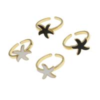 Brass Cuff Finger Ring, Starfish, Adjustable & for woman & enamel, more colors for choice, 20x20x3mm, Sold By PC