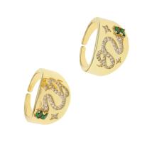 Messing Manchet Finger Ring, Verstelbare & micro pave zirconia & voor vrouw, gemengde kleuren, 21x22x5mm, Verkocht door PC