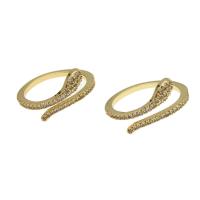 Brass Cuff Finger Ring, Snake, Adjustable & micro pave cubic zirconia & for woman, golden, 21x21x2mm, Sold By PC