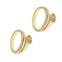 Messing Open Finger Ring, Slang, Verstelbare & micro pave zirconia & voor vrouw, gouden, 20x20x3mm, Verkocht door PC
