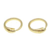 Messing Manchet Finger Ring, Slang, Verstelbare & voor vrouw, gouden, 24x24x3mm, Verkocht door PC