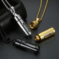 Titanium Steel Perfume Bottle Necklace plated can open and put into something & fashion jewelry & for man Length 19.68 Inch Sold By PC
