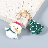 Christmas Earrings Resin with Zinc Alloy fashion jewelry & for woman Sold By Pair