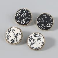 Zinc Alloy Stud Earring Cloth with Zinc Alloy fashion jewelry & with flower pattern & for woman Sold By Pair