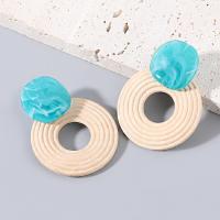 Wood Earring with Resin fashion jewelry & for woman Sold By Pair