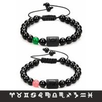 Gemstone Bracelets, Black Agate, with Gemstone & Cotton Cord, Adjustable & Unisex & different styles for choice, more colors for choice, Length:Approx 6.5-9.4 Inch, Sold By PC