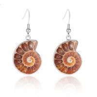 Shell Earrings Zinc Alloy with Trumpet Shell platinum color plated for woman nickel lead & cadmium free Sold By Pair