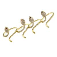 cobre Cuff Ring Finger, Cobra, Ajustável & micro pavimento em zircônia cúbica & para mulher, dourado, 20x20x2mm, vendido por PC